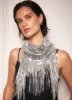 Silver Metallic Sequin Fringe Scarf sold by Mint Velvet