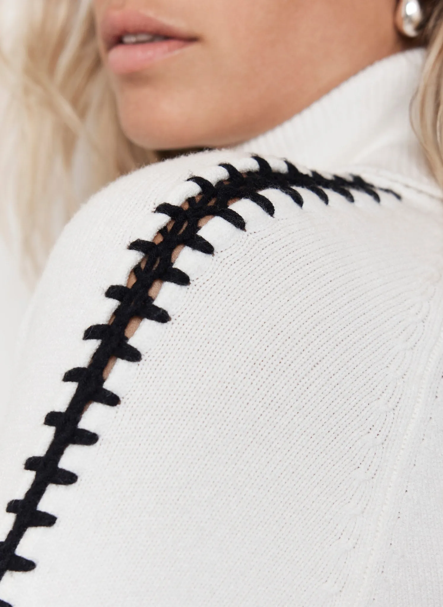 White Contrast Knit Mini Dress sold by Mint Velvet product image thumbnail 4