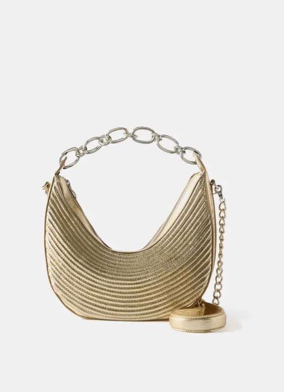 Gold Ribbed Chain Bag sold by Mint Velvet