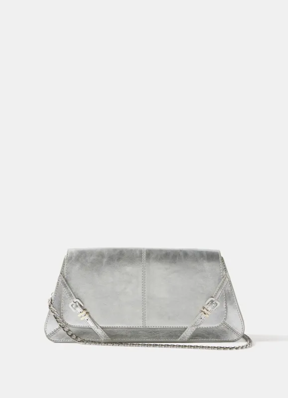 Silver Leather Clutch Bag sold by Mint Velvet