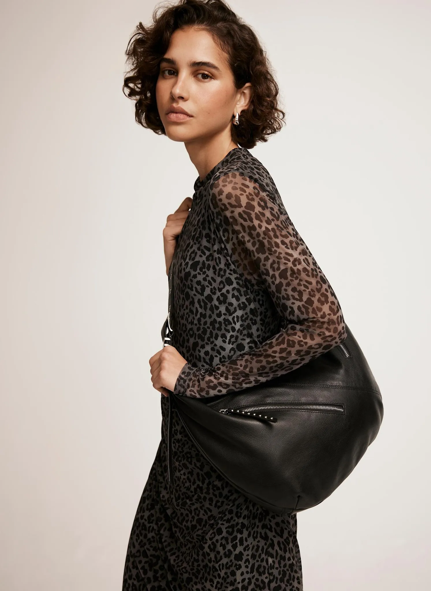 Grey Leopard Print Mesh Midi Dress sold by Mint Velvet product image thumbnail 4