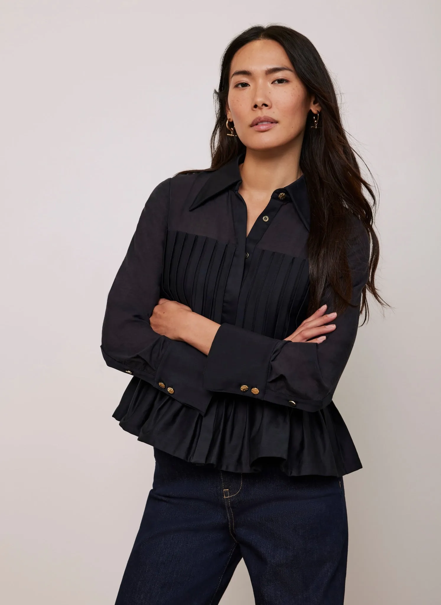 Navy Pintuck Detail Shirt sold by Mint Velvet product image thumbnail 5