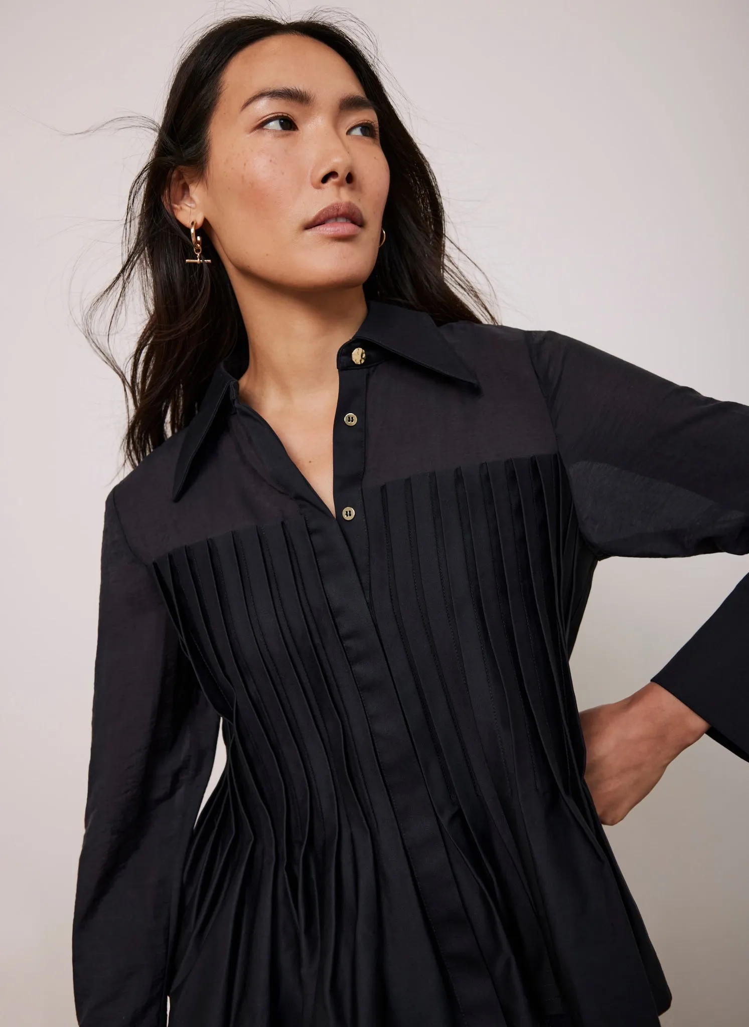 Navy Pintuck Detail Shirt sold by Mint Velvet product image thumbnail 2