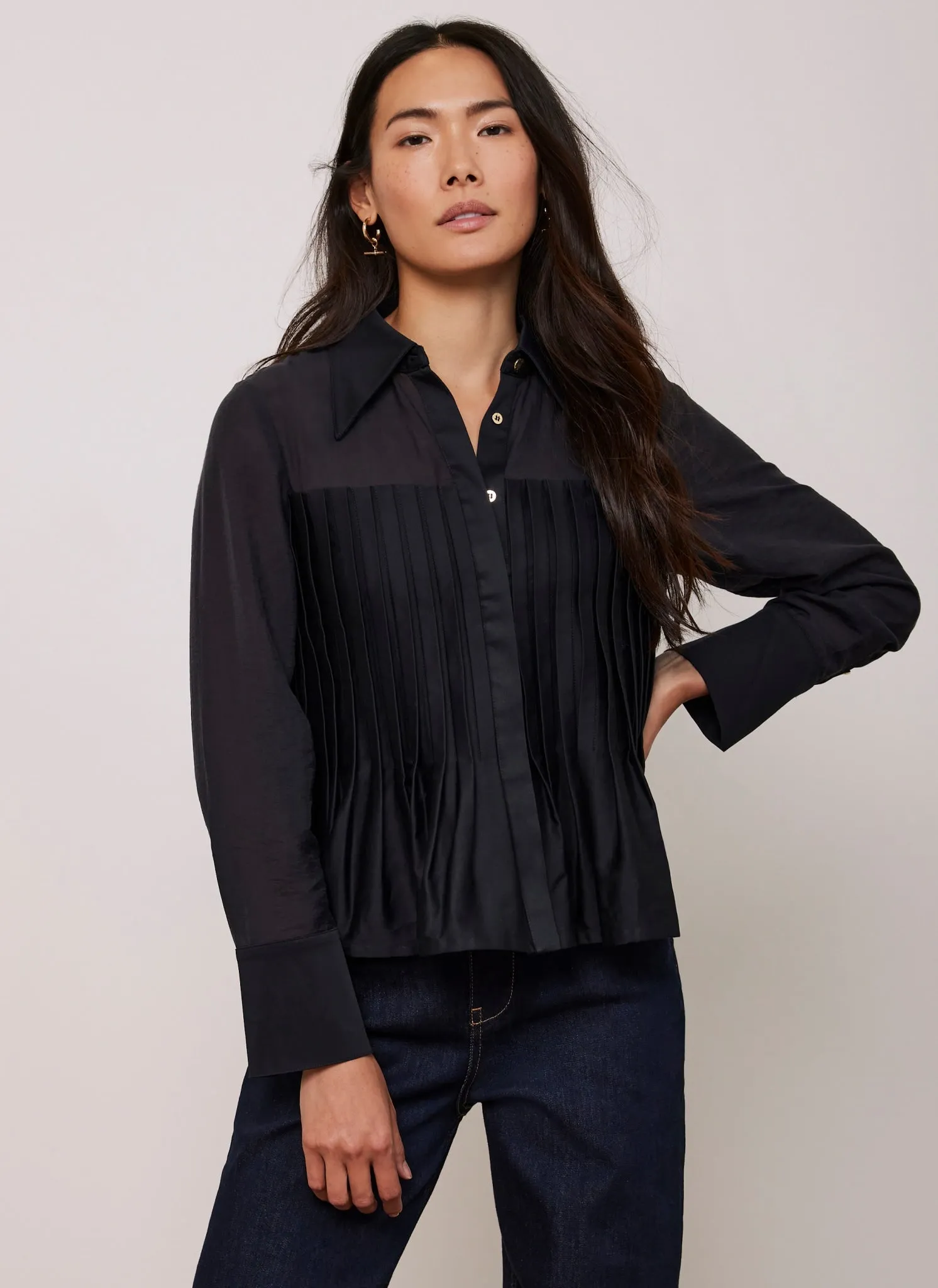 Navy Pintuck Detail Shirt sold by Mint Velvet product image thumbnail 3