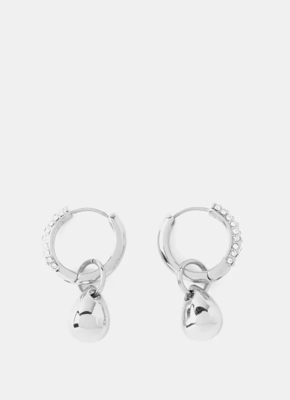 Silver Tone Drop Hoop Earrings sold by Mint Velvet