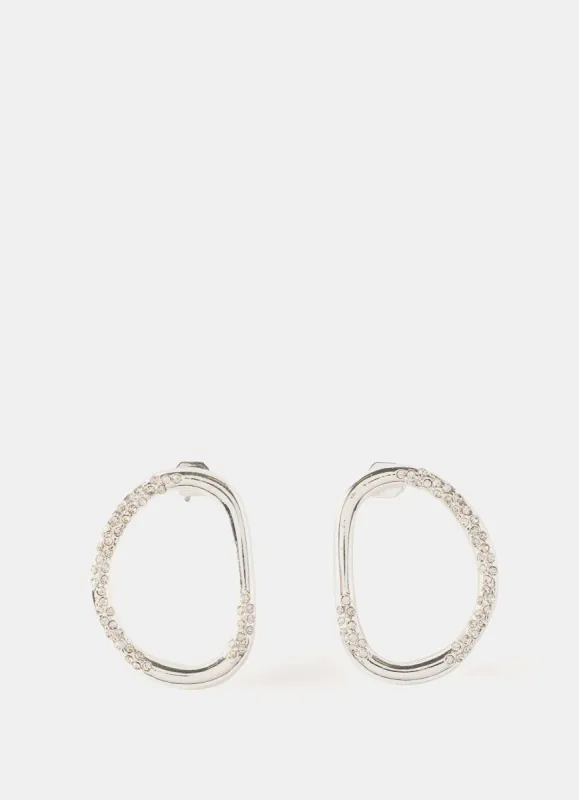 Silver Tone Crystal Hoop Earrings sold by Mint Velvet