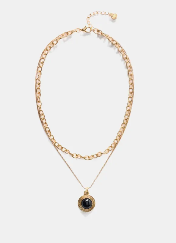 Gold Tone Stone Detail Layered Necklace sold by Mint Velvet
