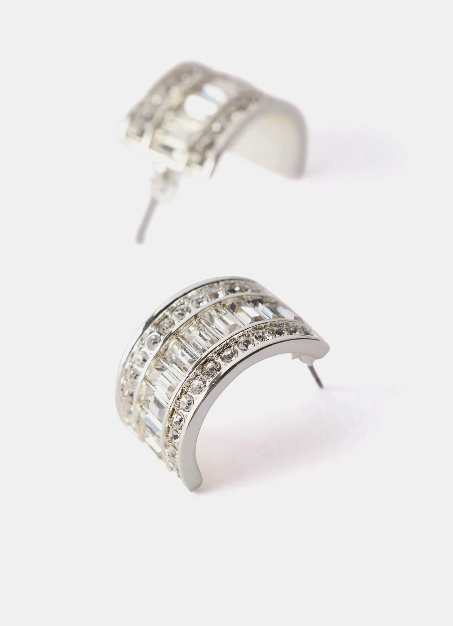 Silver Tone Crystal Baguette Earrings sold by Mint Velvet product image thumbnail 4