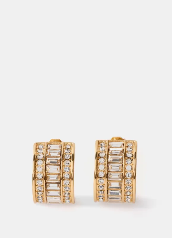 Gold Tone Crystal Baguette Earrings sold by Mint Velvet