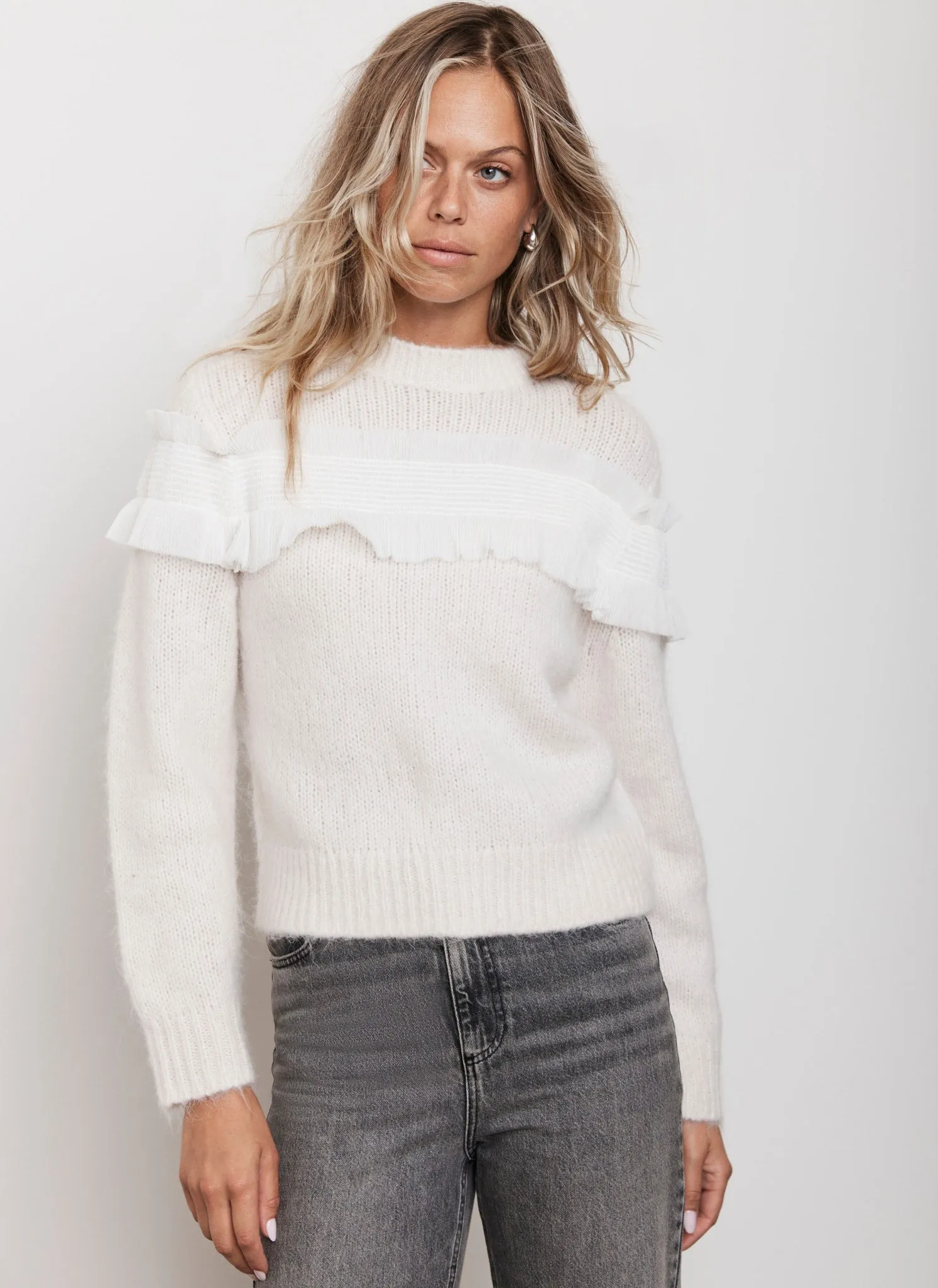 White Tulle Detail Jumper sold by Mint Velvet