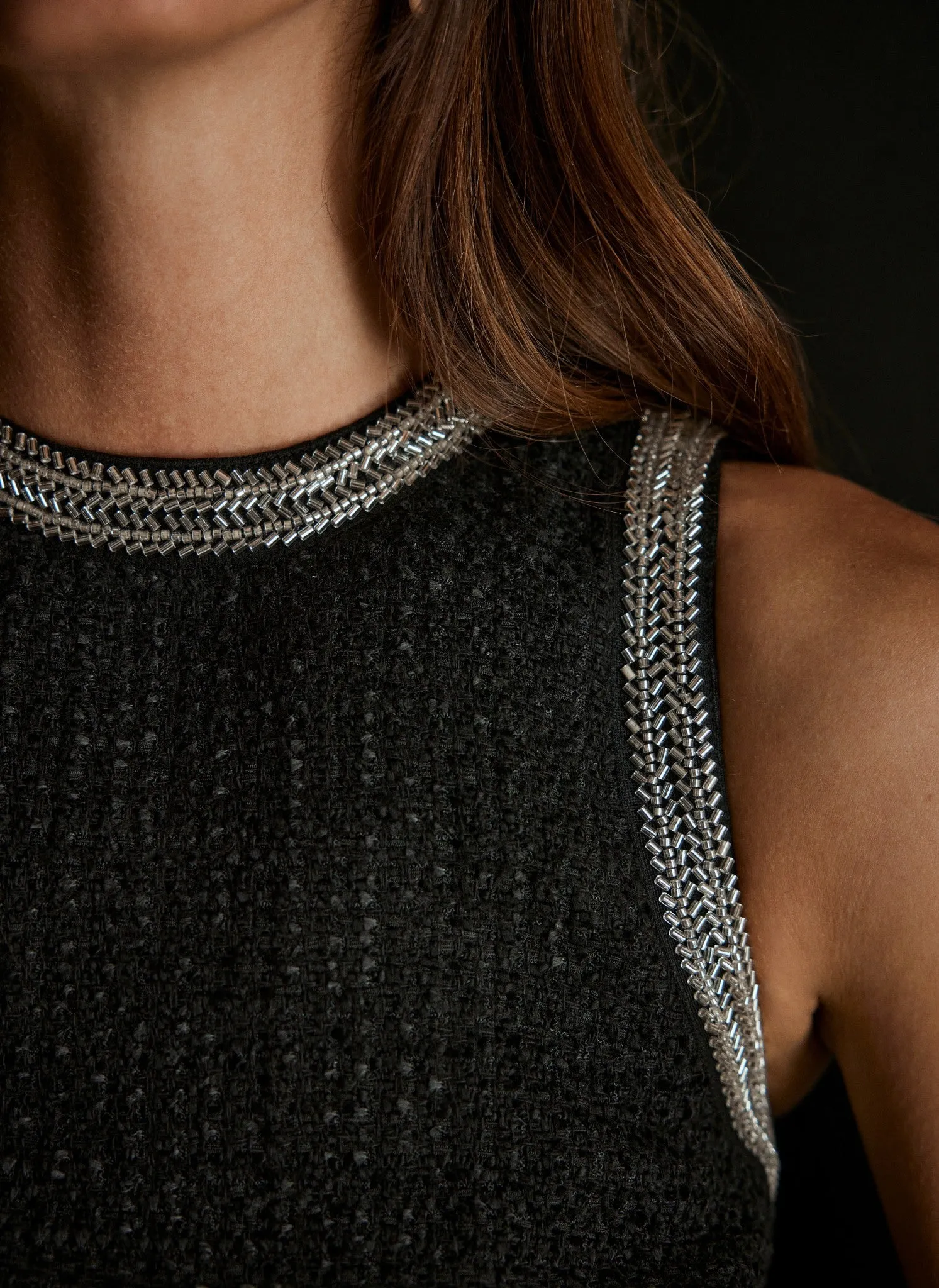 Black Metallic Beaded Trim Boucle Top sold by Mint Velvet product image thumbnail 5