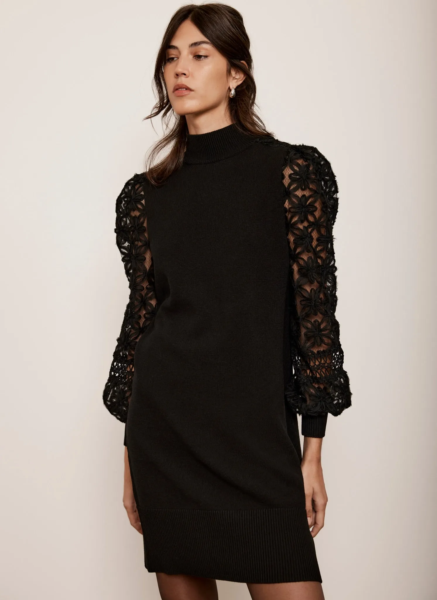 Black Woven Sleeve Mini Dress sold by Mint Velvet product image thumbnail 5