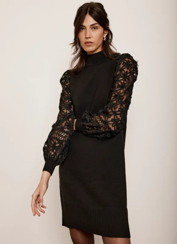 Black Woven Sleeve Mini Dress sold by Mint Velvet