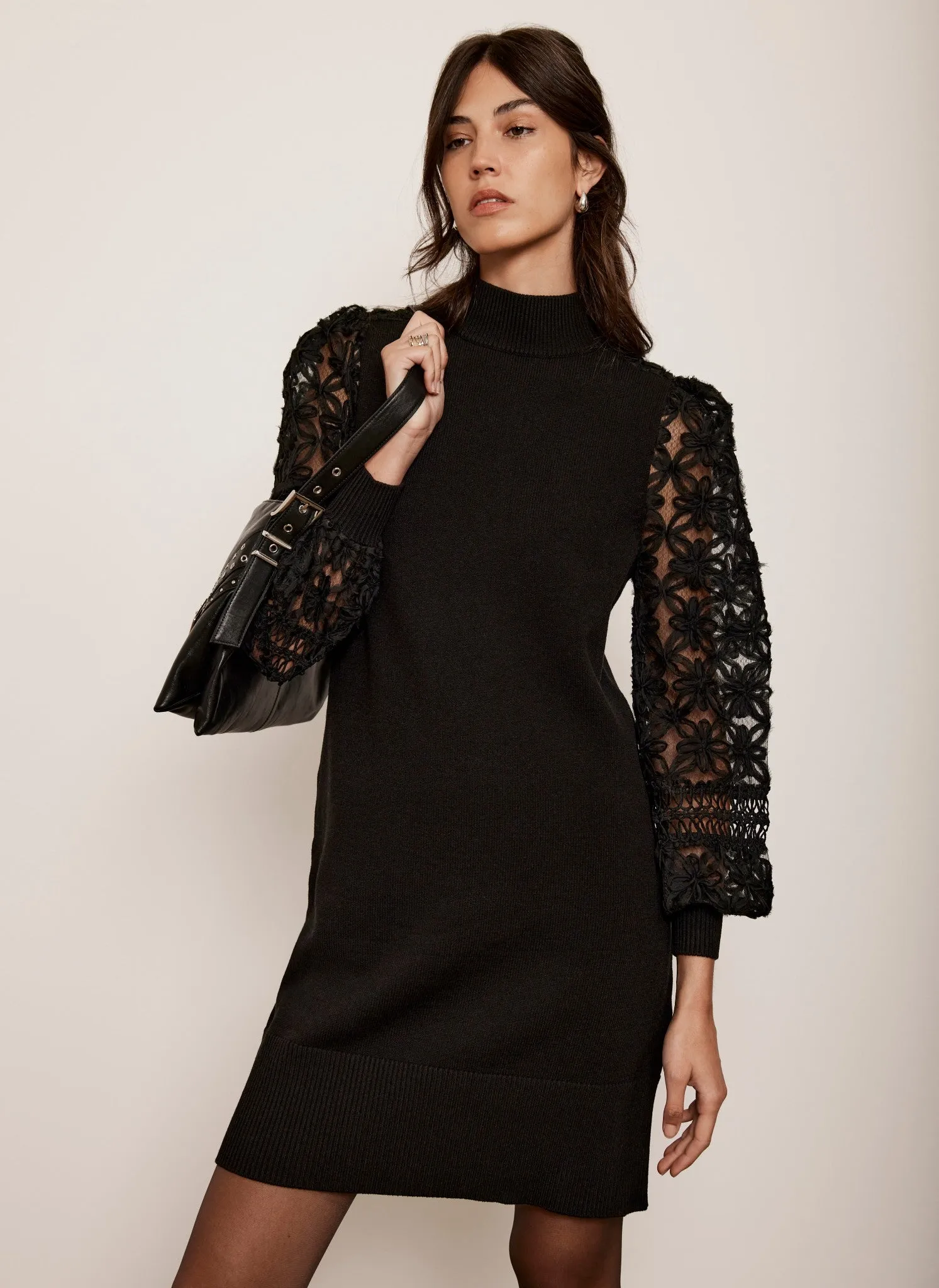 Black Woven Sleeve Mini Dress sold by Mint Velvet product image thumbnail 3