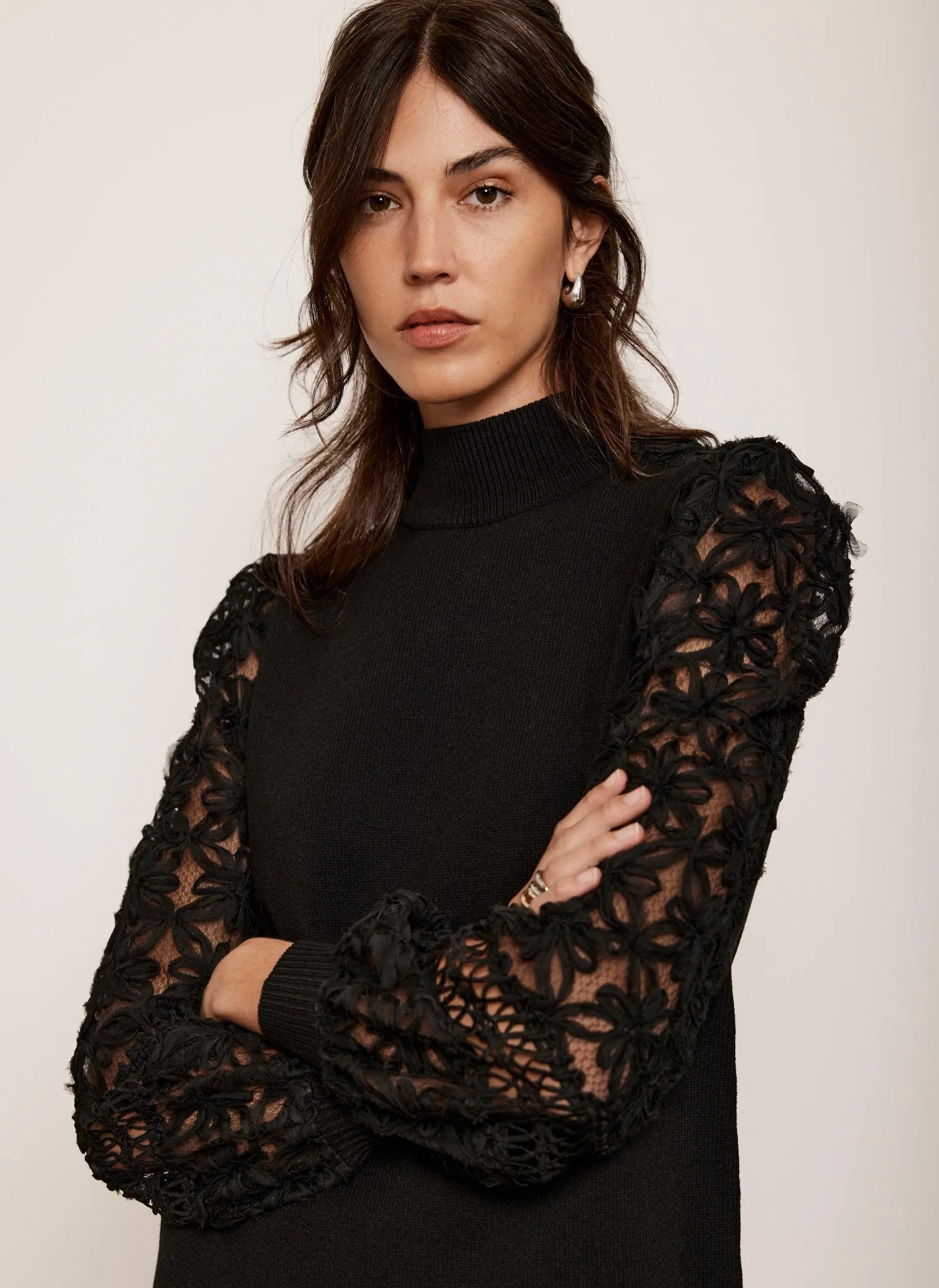 Black Woven Sleeve Mini Dress sold by Mint Velvet product image thumbnail 4