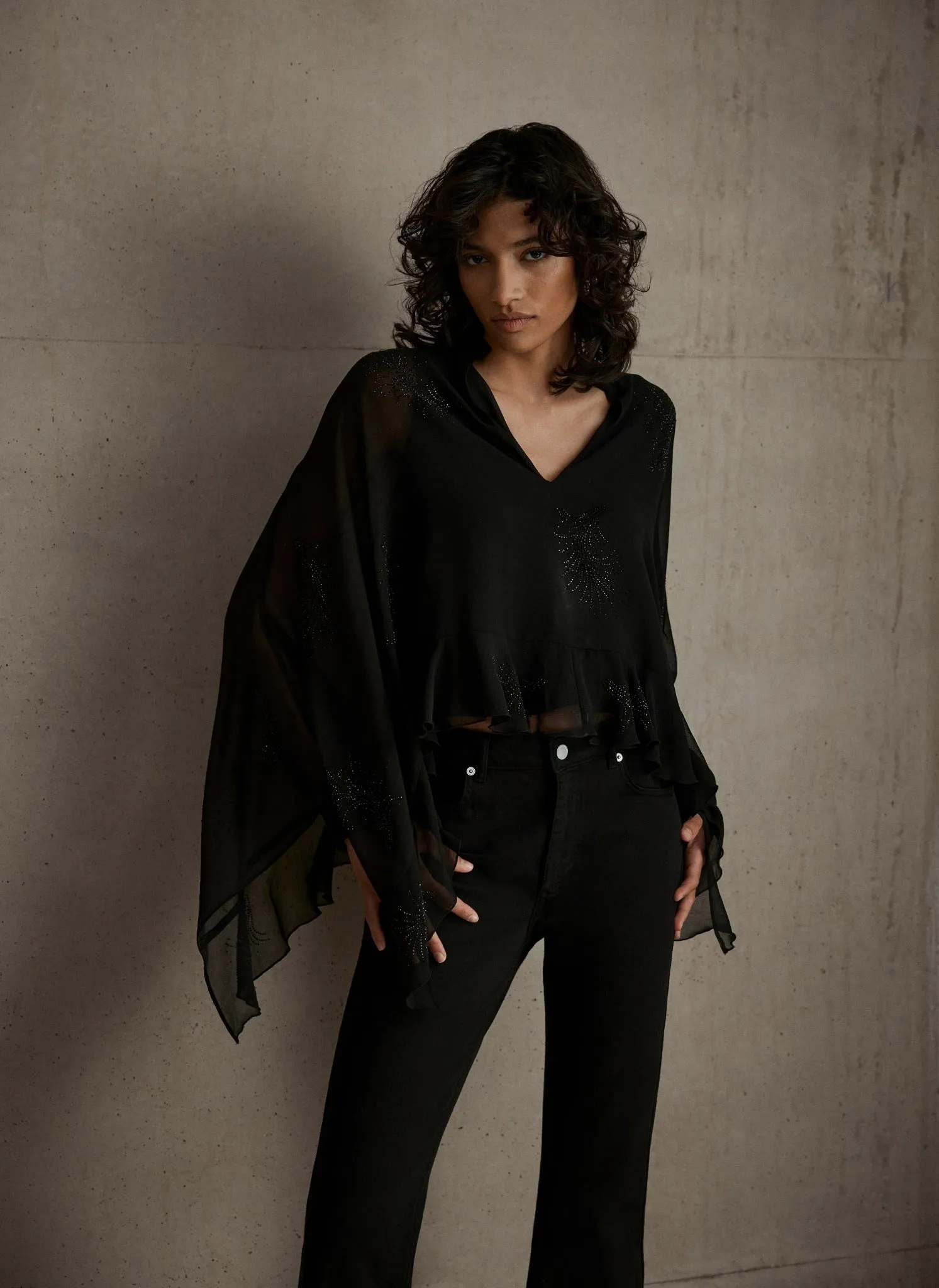 Black Embellished Cape Top sold by Mint Velvet product image thumbnail 4