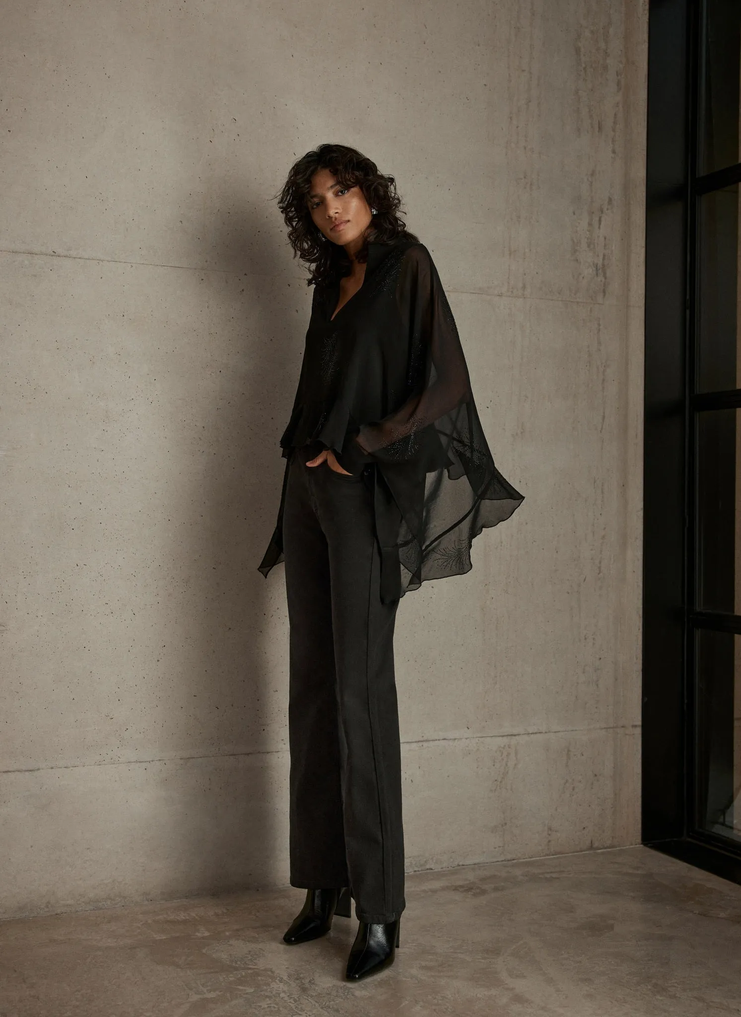 Black Embellished Cape Top sold by Mint Velvet product image thumbnail 5