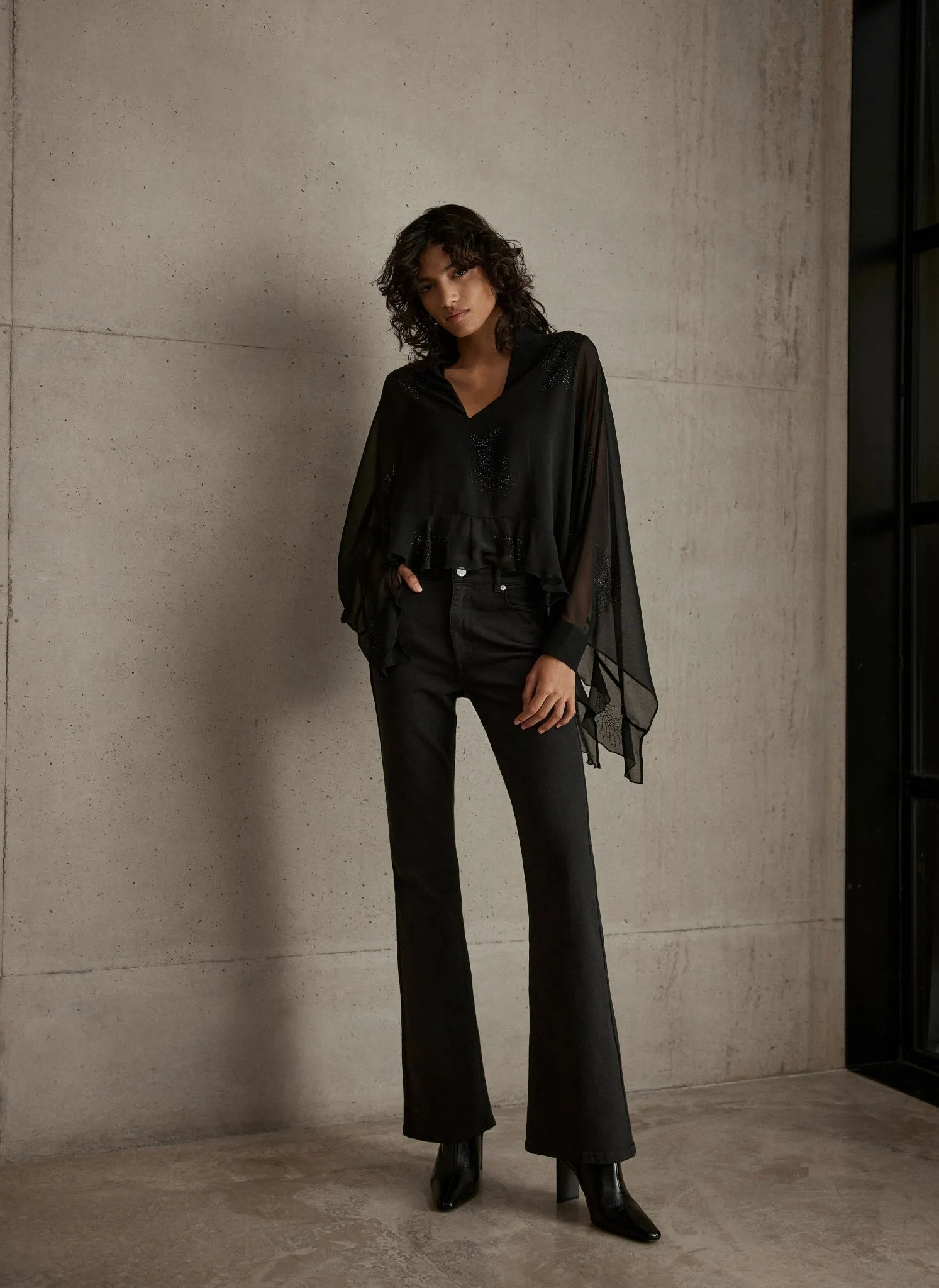 Black Embellished Cape Top sold by Mint Velvet product image thumbnail 3