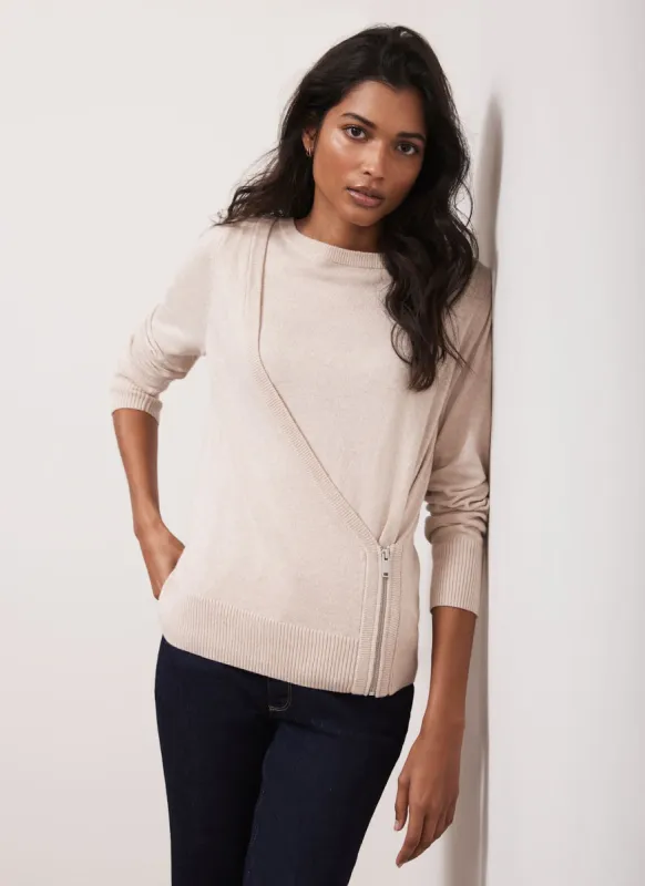 Neutral Zip Side Jumper sold by Mint Velvet