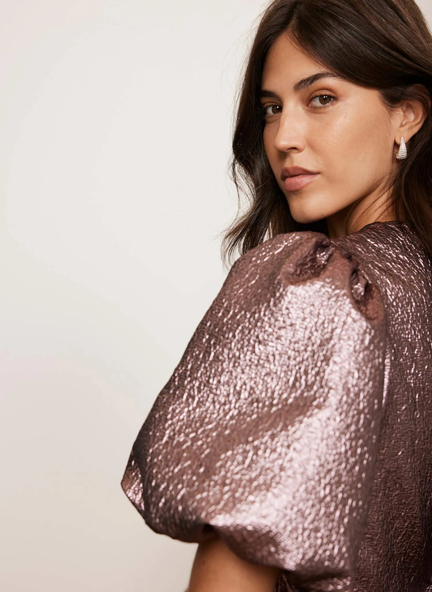 Pink Metallic Puff Sleeve Top sold by Mint Velvet product image thumbnail 3