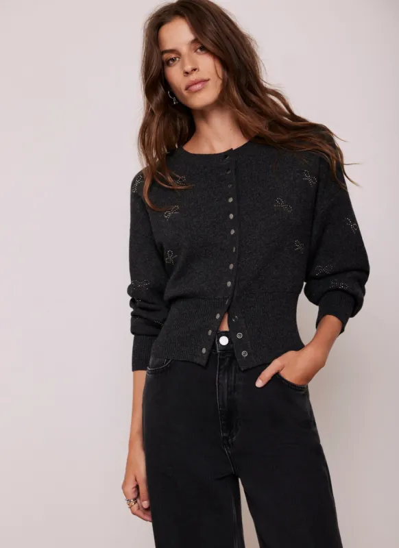 Grey Cotton Blend Bow Detail Cardigan sold by Mint Velvet