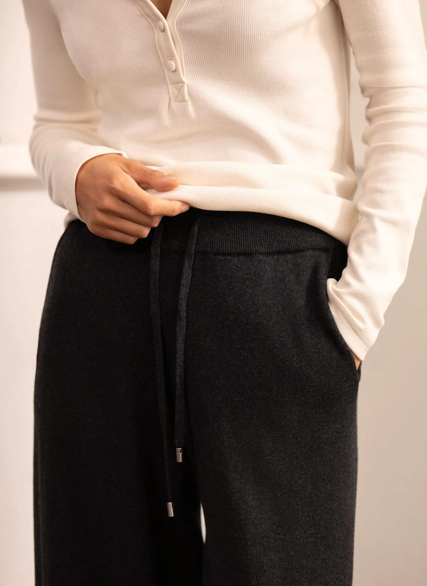 Dark Grey Cotton Blend Wide Joggers sold by Mint Velvet product image thumbnail 3