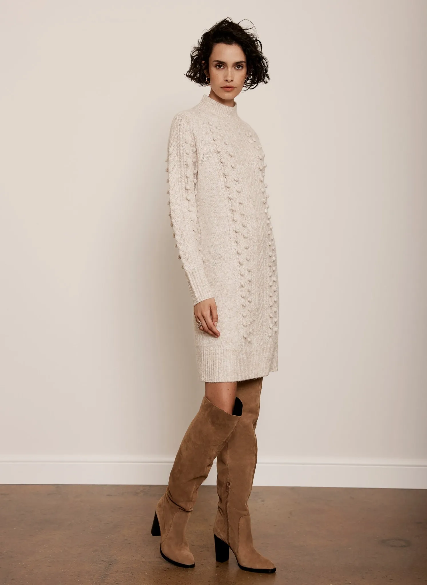 Neutral Cable Knit Mini Dress sold by Mint Velvet product image thumbnail 5