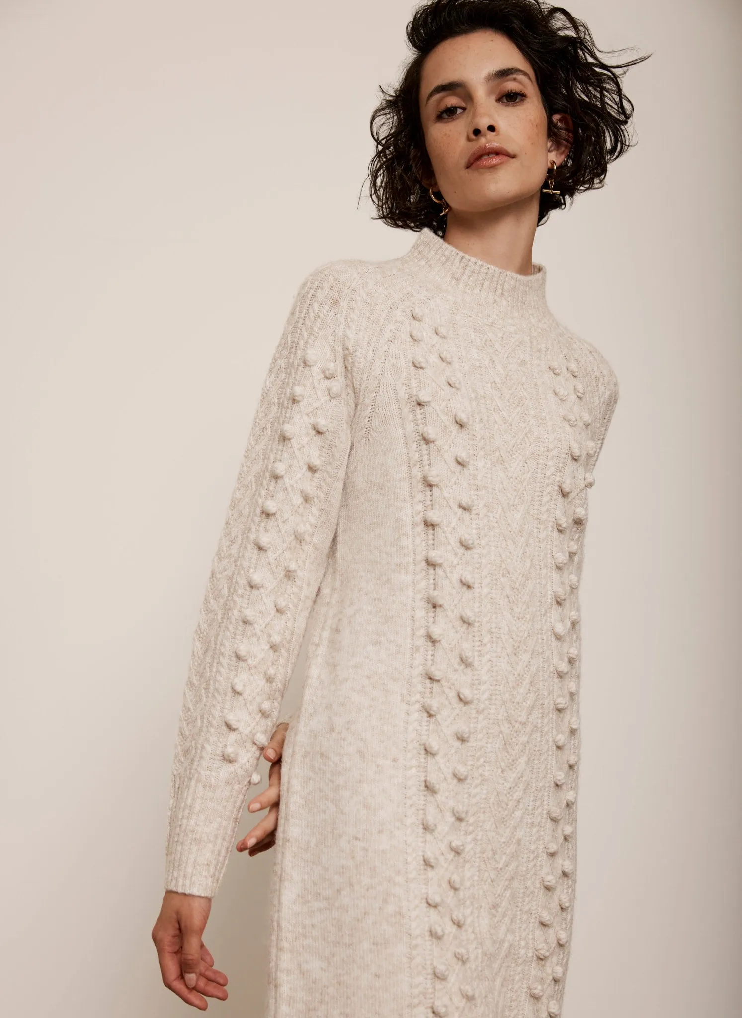 Neutral Cable Knit Mini Dress sold by Mint Velvet product image thumbnail 2