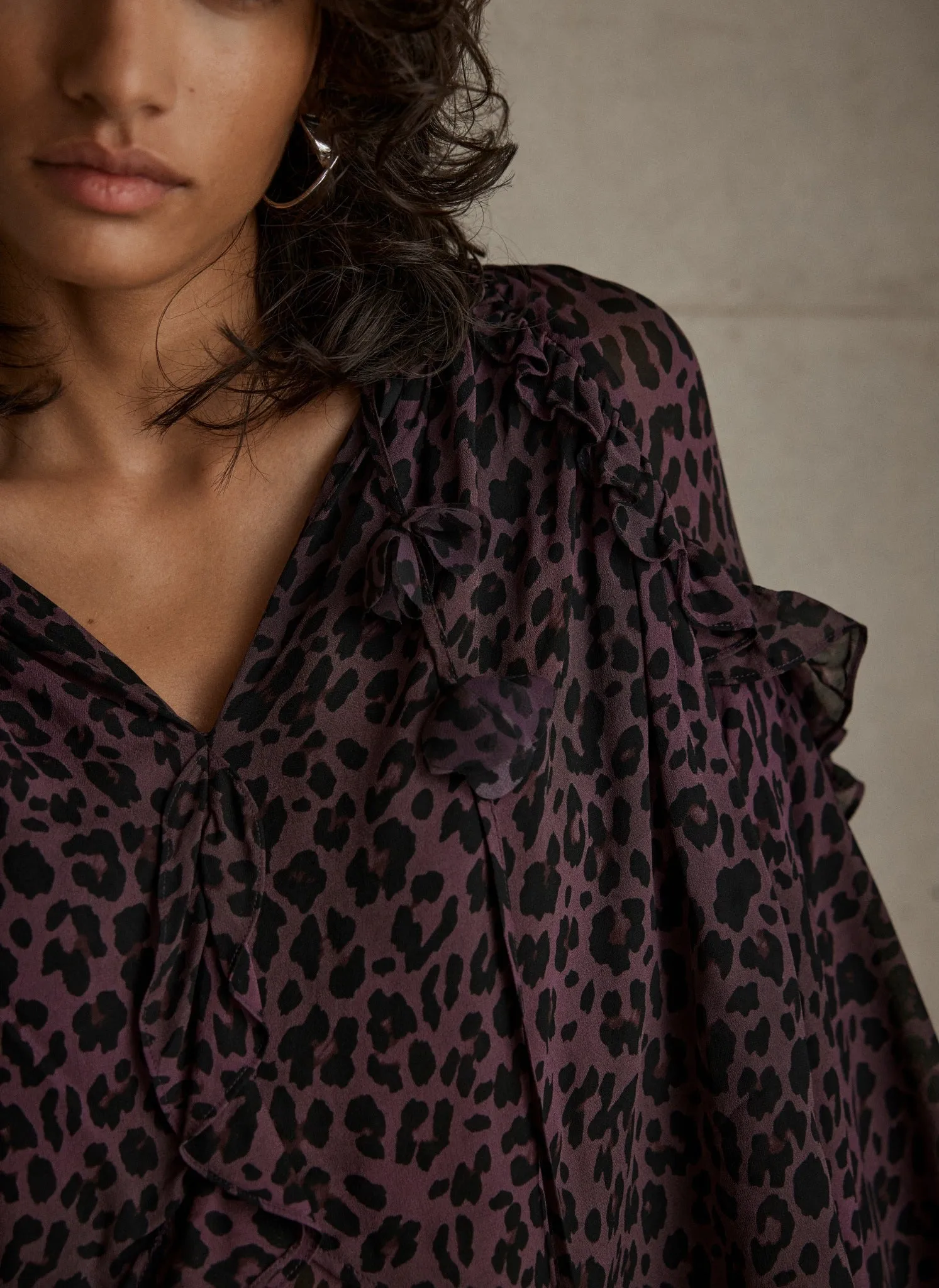 Burgundy Leopard Print Cape Blouse sold by Mint Velvet product image thumbnail 4