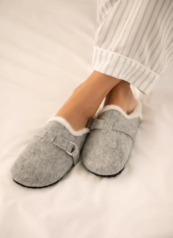Grey Felt Clog Slippers sold by Mint Velvet