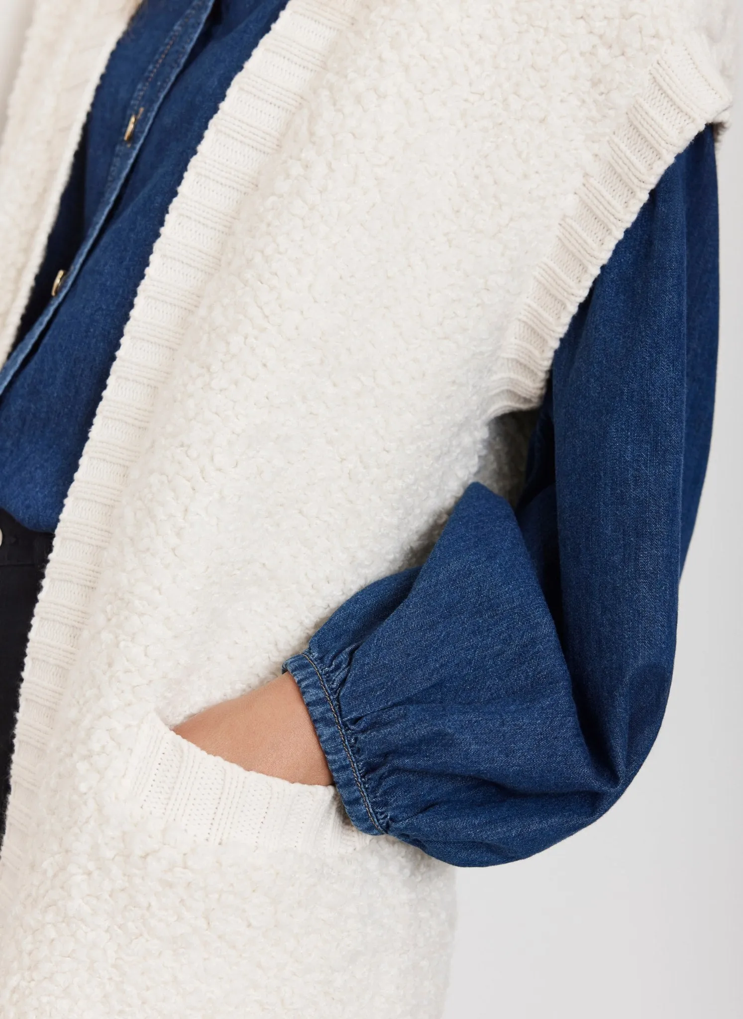 Cream Boucle Long Cardigan sold by Mint Velvet product image thumbnail 3