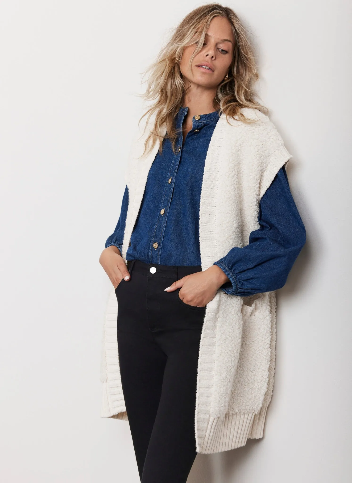 Cream Boucle Long Cardigan sold by Mint Velvet product image thumbnail 2