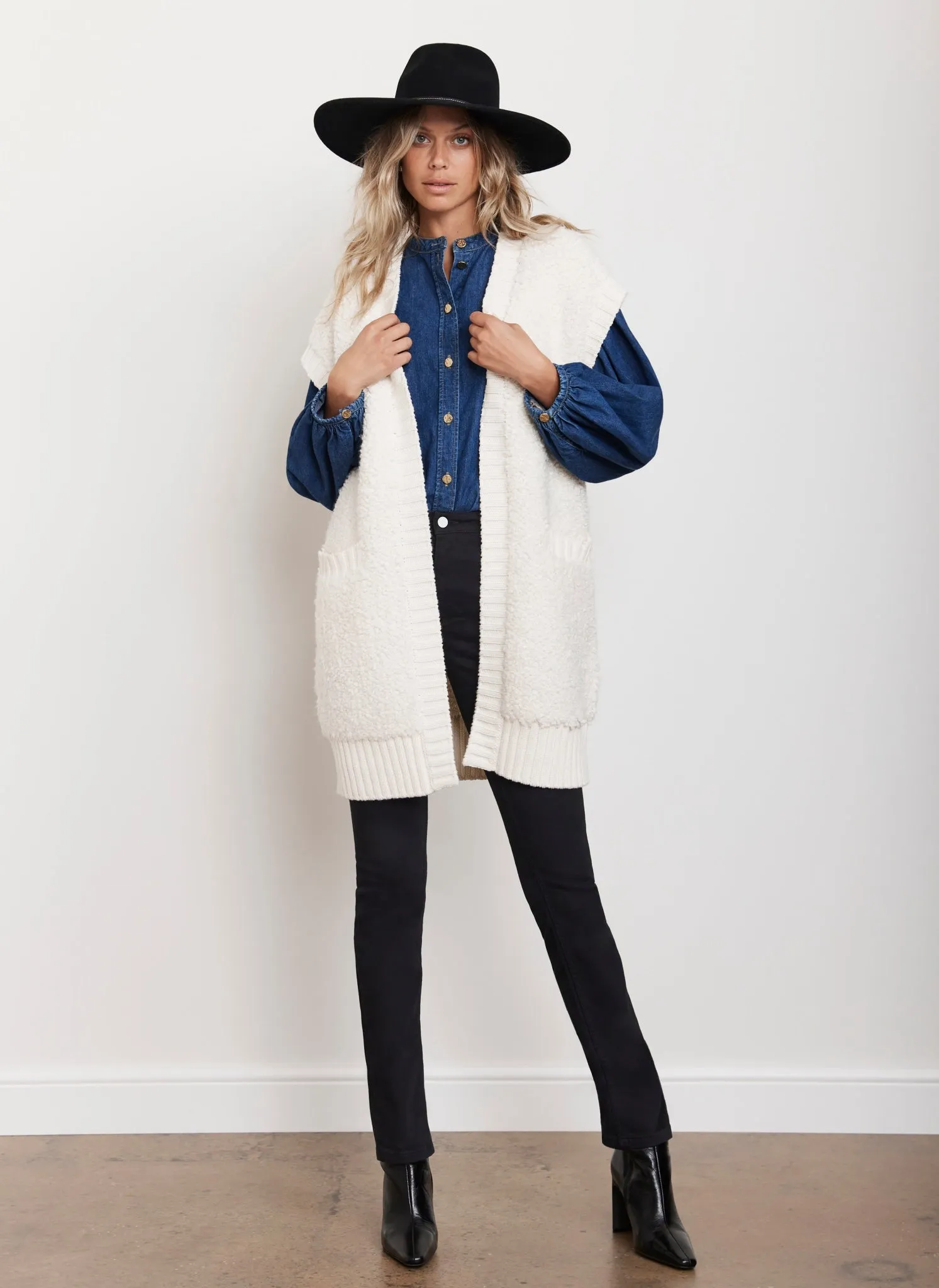 Cream Boucle Long Cardigan sold by Mint Velvet