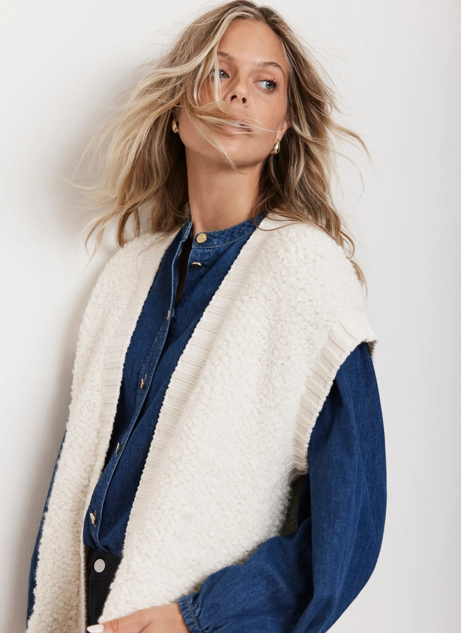 Cream Boucle Long Cardigan sold by Mint Velvet product image thumbnail 4