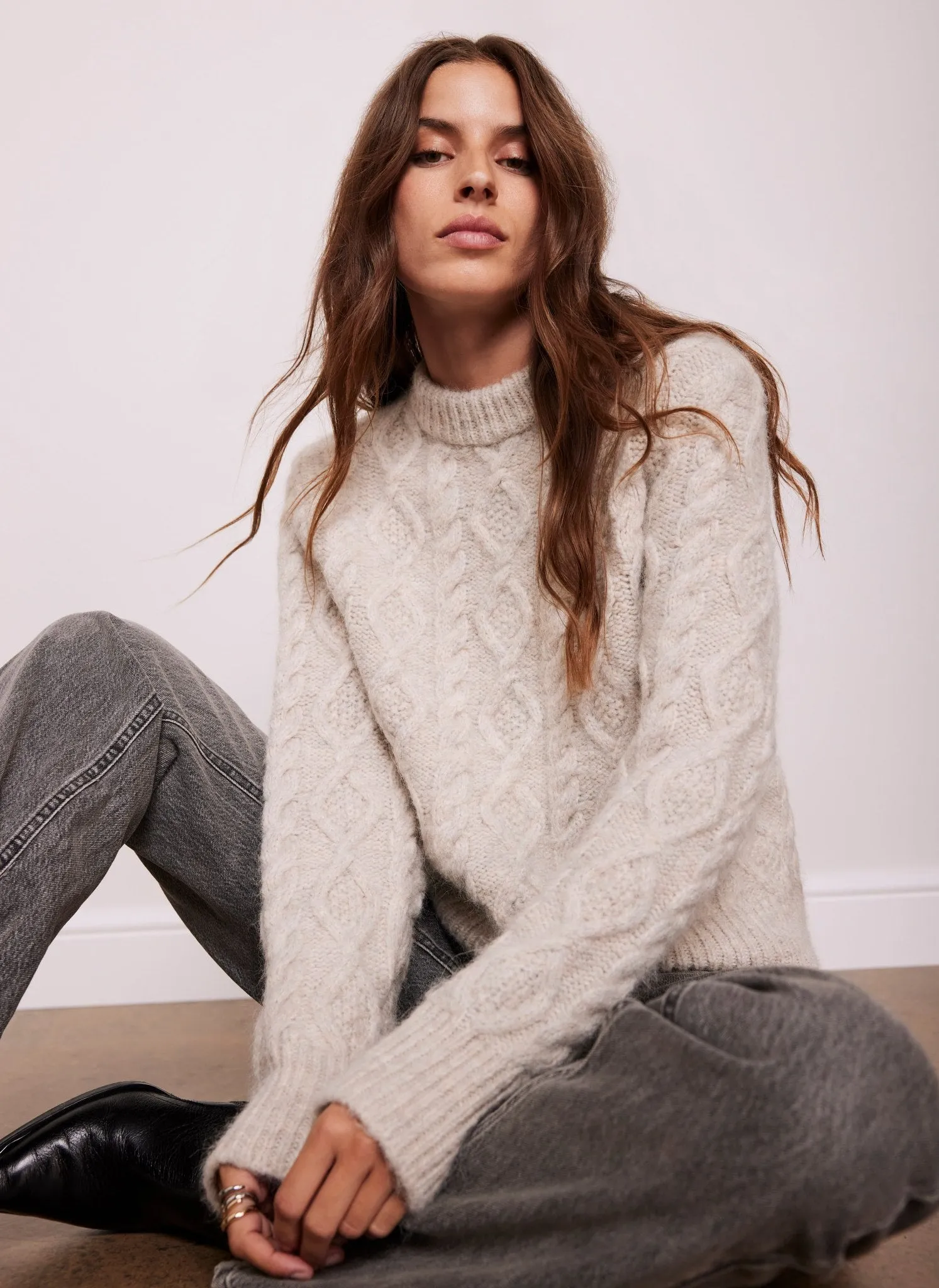 Neutral Cable Knit Jumper sold by Mint Velvet