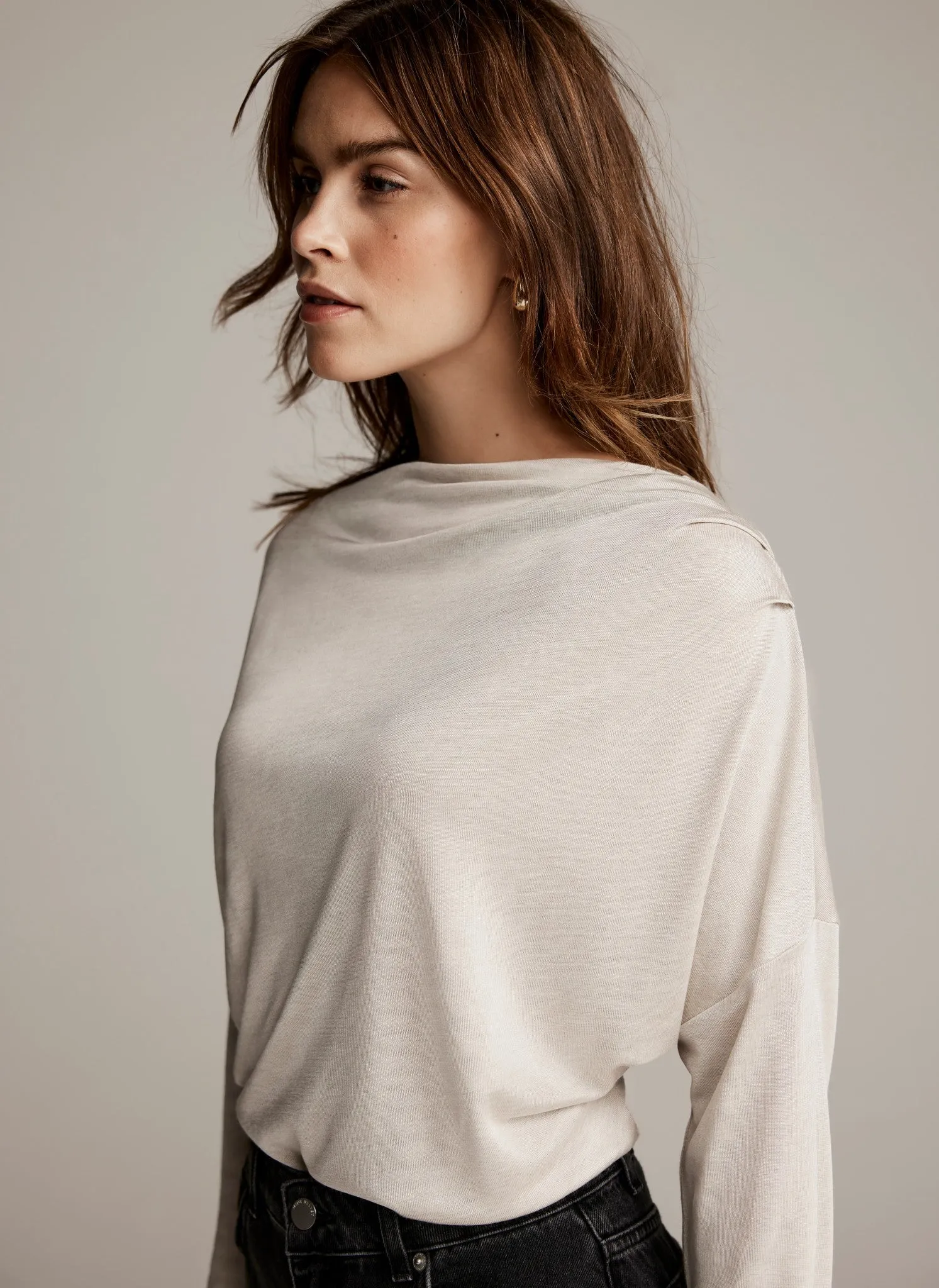 Neutral Metallic Ruched Long Sleeve Top sold by Mint Velvet product image thumbnail 5