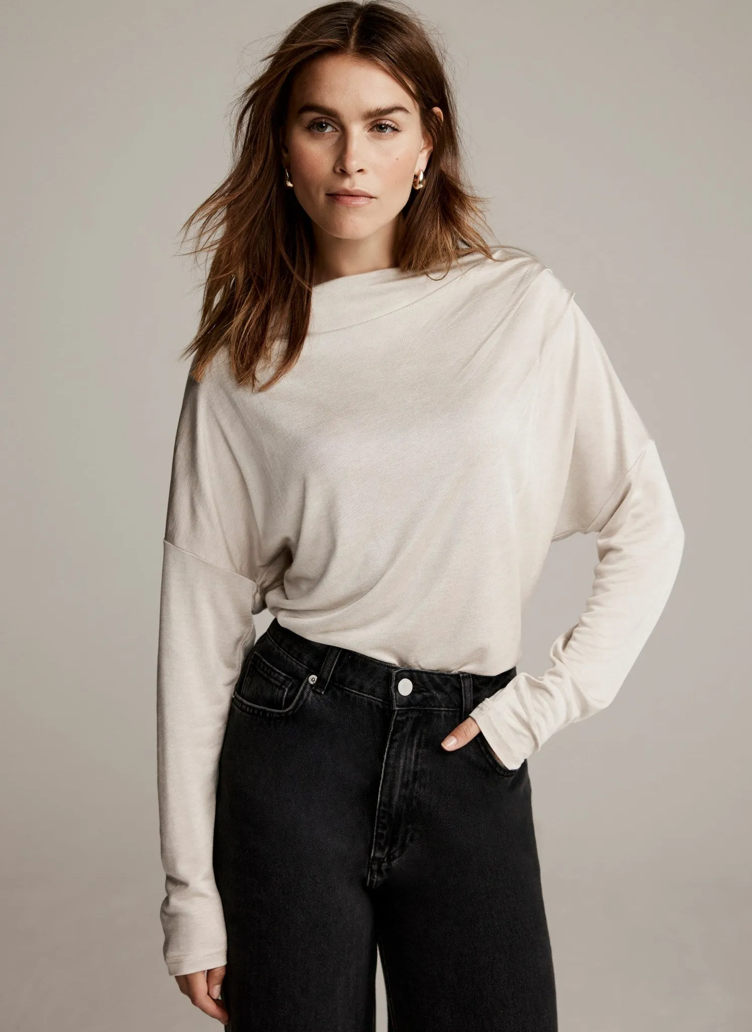 Neutral Metallic Ruched Long Sleeve Top sold by Mint Velvet product image thumbnail 2