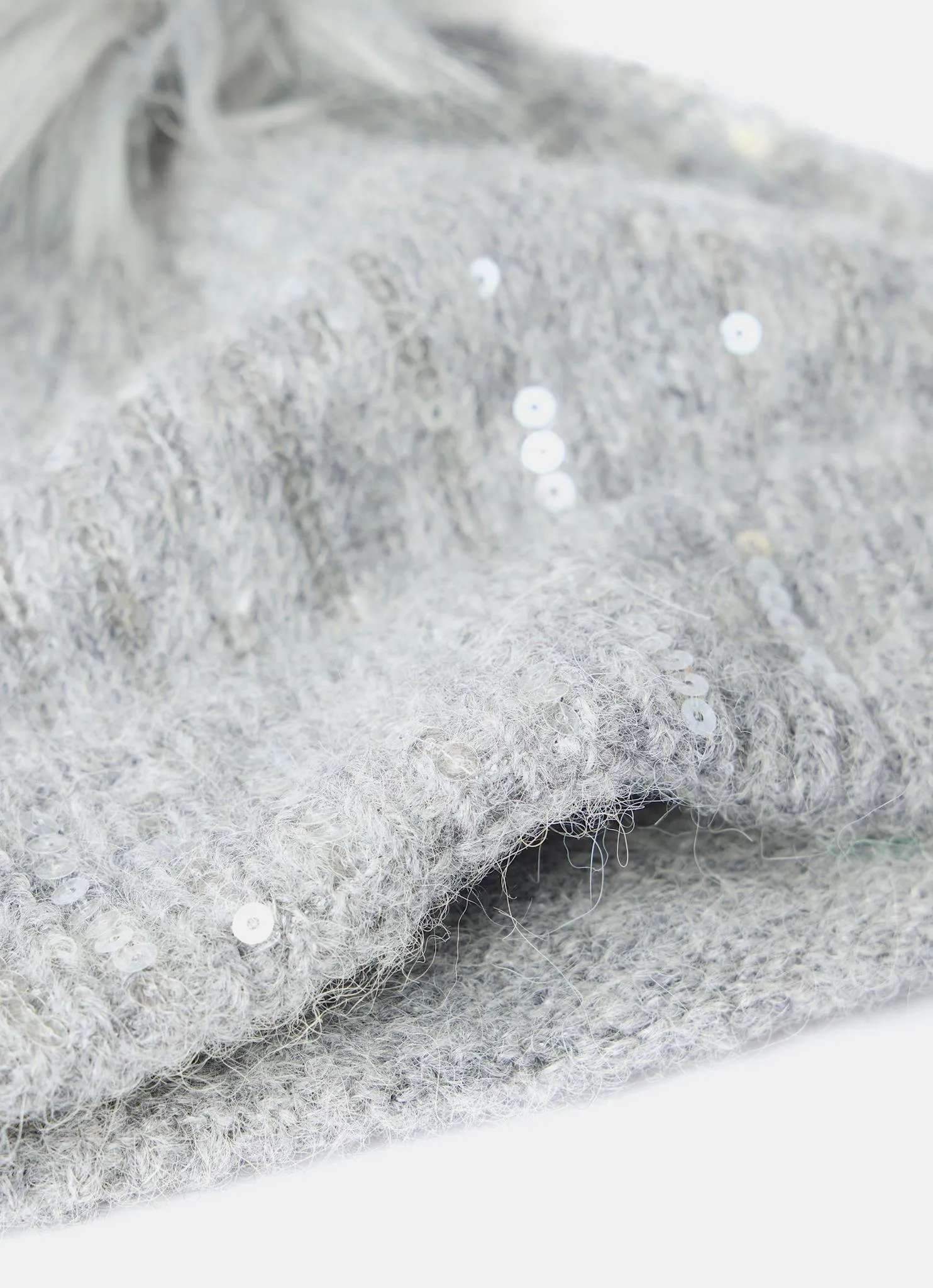 Grey Sequin Wool Blend Pom Pom Hat sold by Mint Velvet product image thumbnail 5
