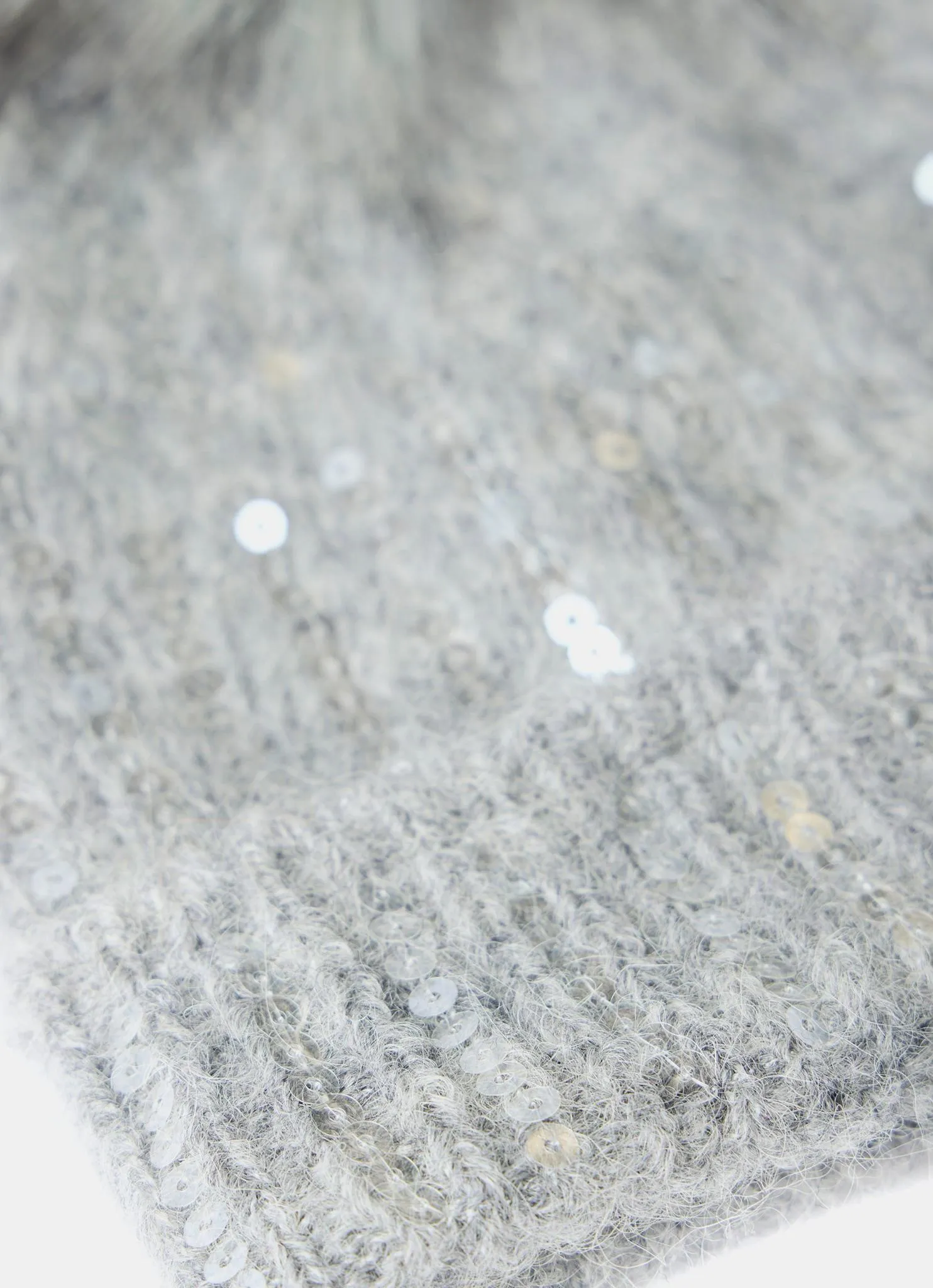 Grey Sequin Wool Blend Pom Pom Hat sold by Mint Velvet product image thumbnail 3