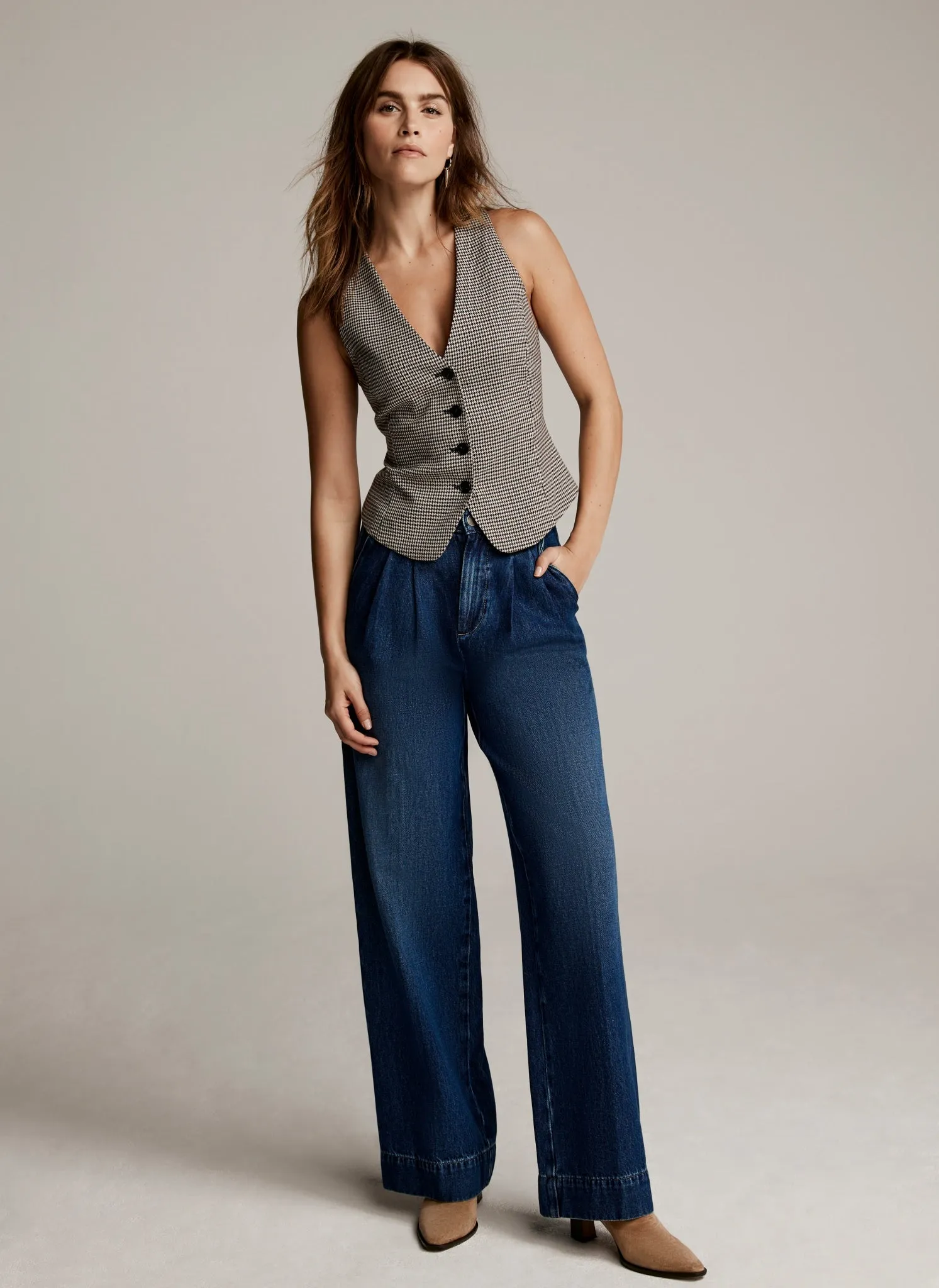 Dark Indigo Pleat Front Wide Jeans sold by Mint Velvet