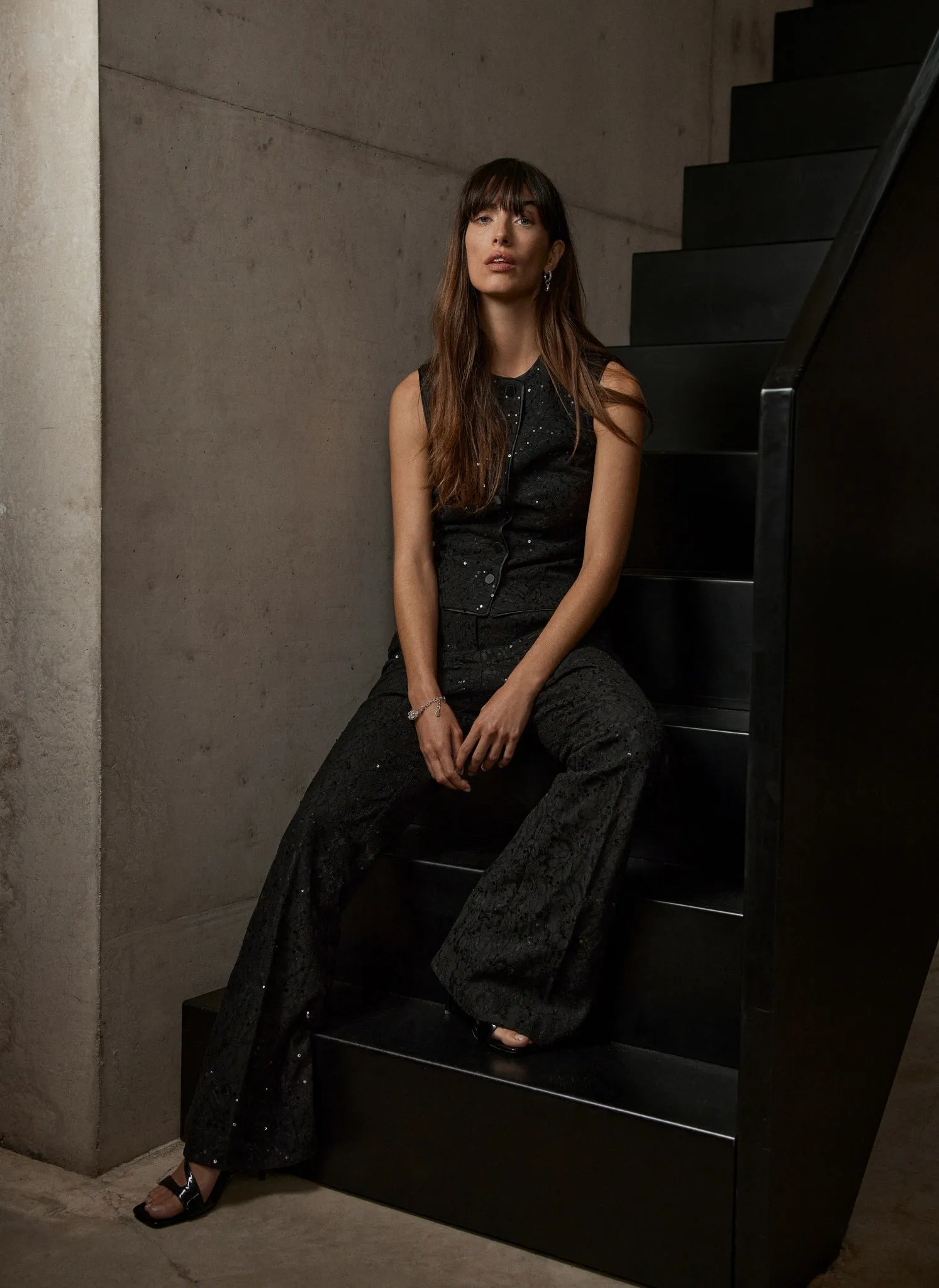 Black Lace Sequin Trousers sold by Mint Velvet product image thumbnail 3