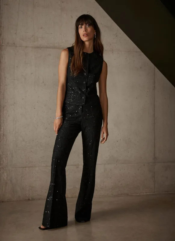 Black Lace Sequin Trousers sold by Mint Velvet