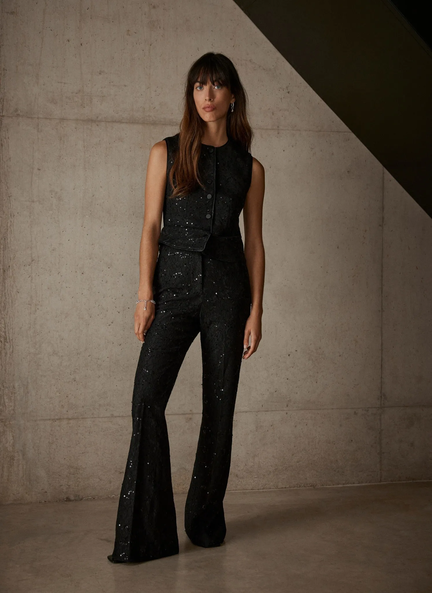Black Lace Sequin Trousers sold by Mint Velvet product image thumbnail 4