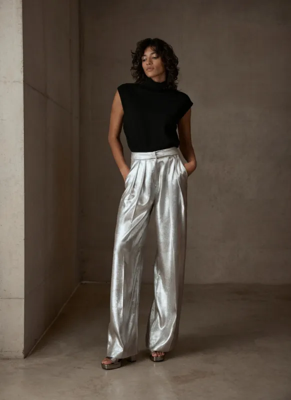 Metallic Wide Trousers sold by Mint Velvet