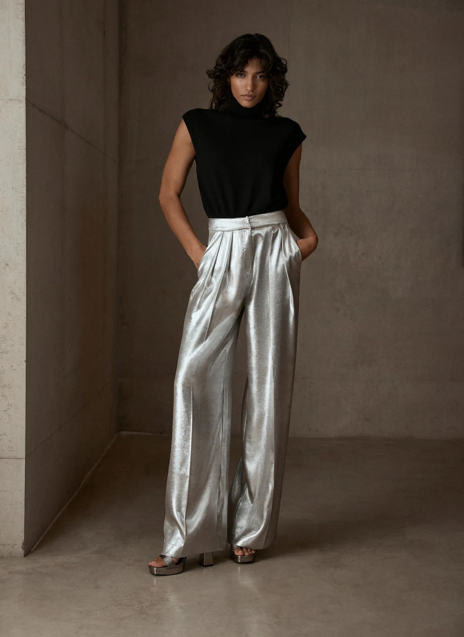 Metallic Wide Trousers sold by Mint Velvet product image thumbnail 4