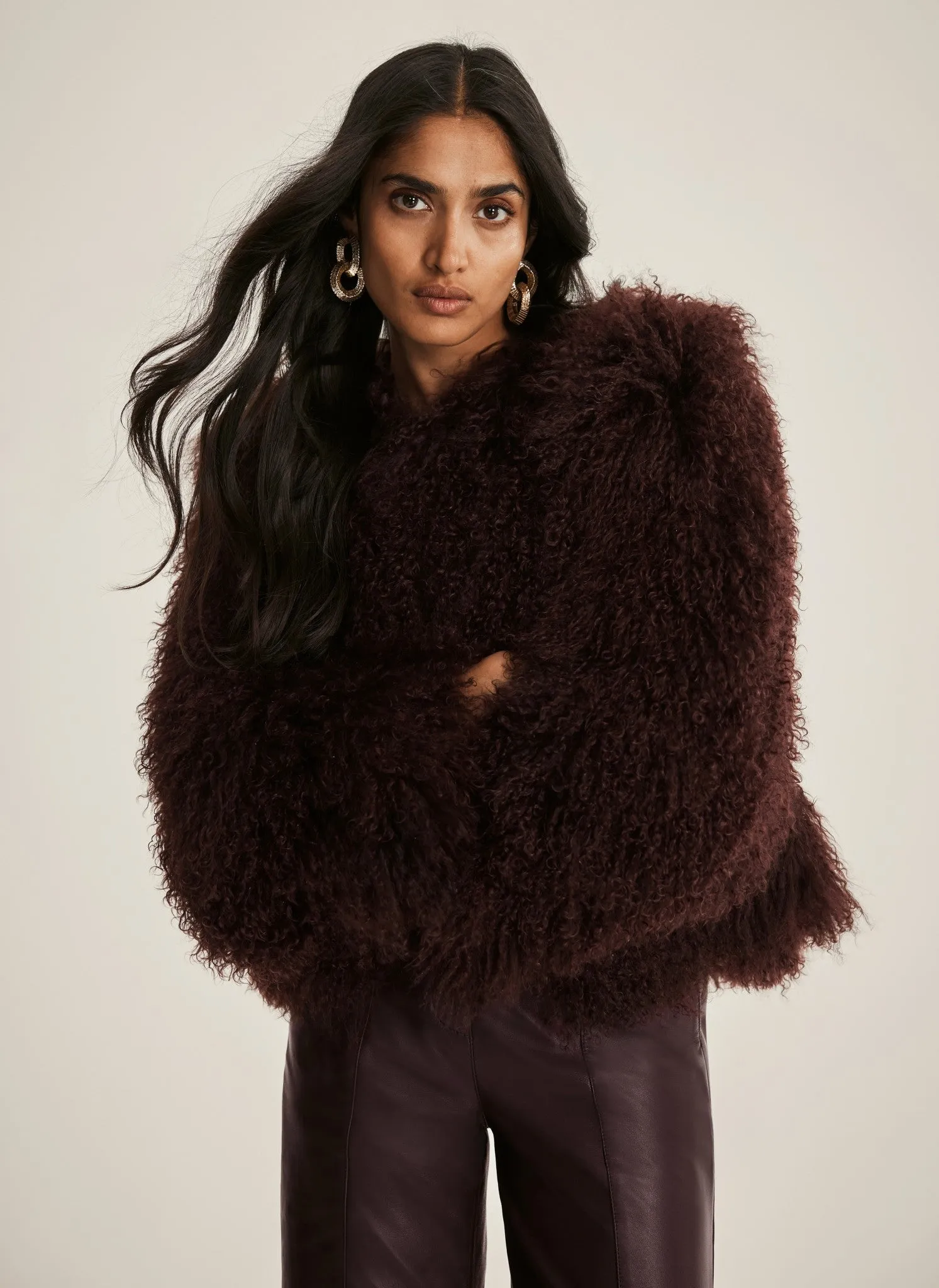 Burgundy Mongolian Fur Jacket sold by Mint Velvet product image thumbnail 5