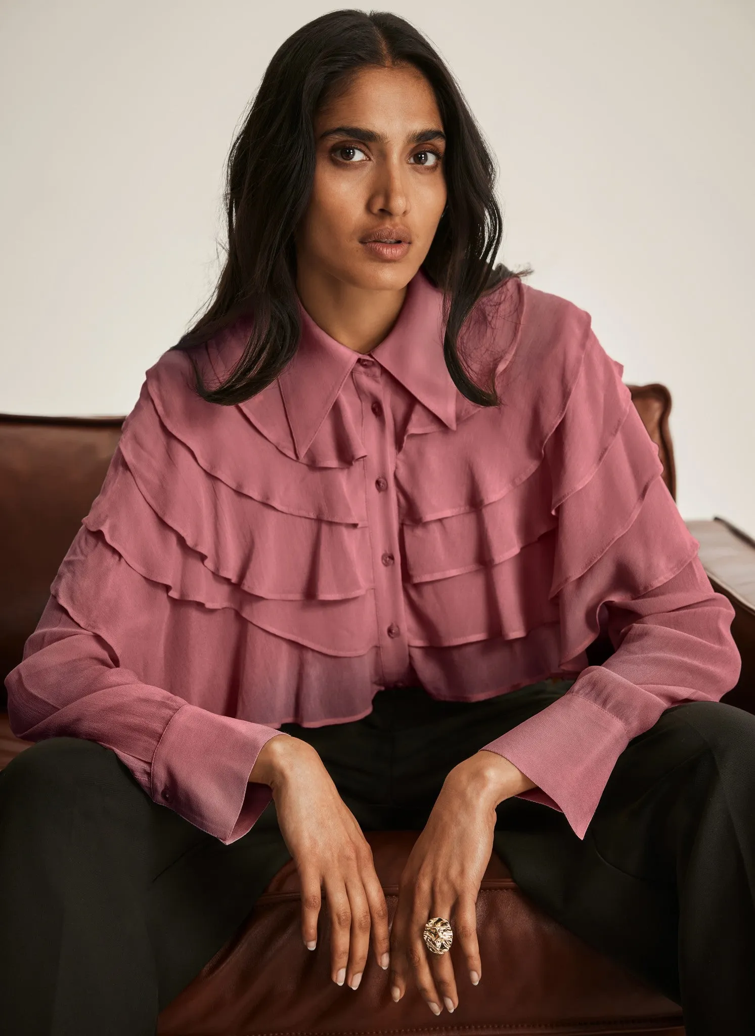 Pink Ruffle Shirt sold by Mint Velvet