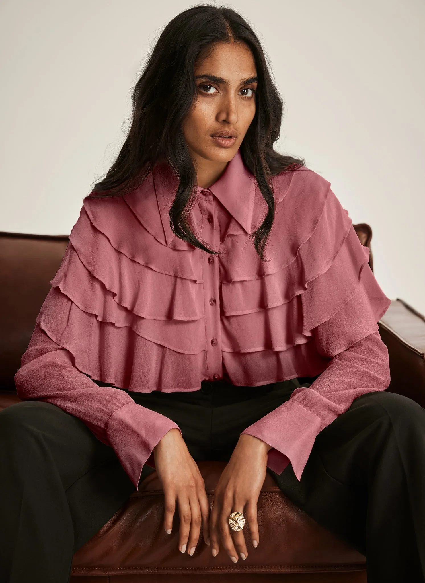 Pink Ruffle Shirt sold by Mint Velvet product image thumbnail 5