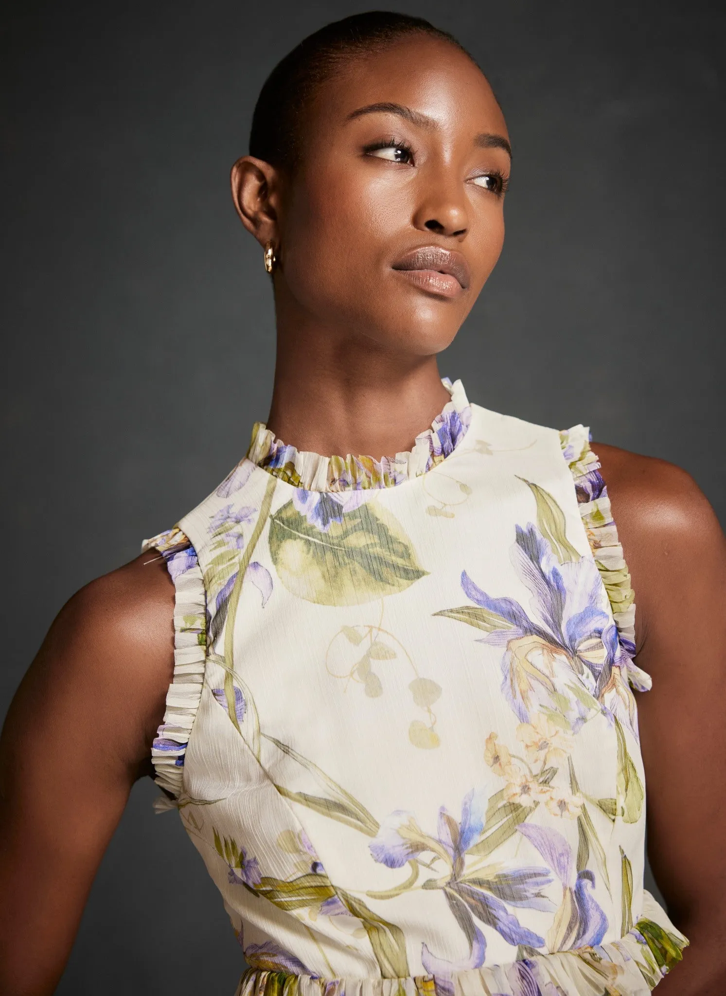 Cream Floral Print Ruffle Maxi Dress sold by Mint Velvet product image thumbnail 4