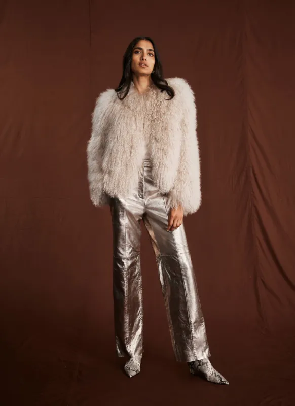 Gold Leather Straight Trousers sold by Mint Velvet